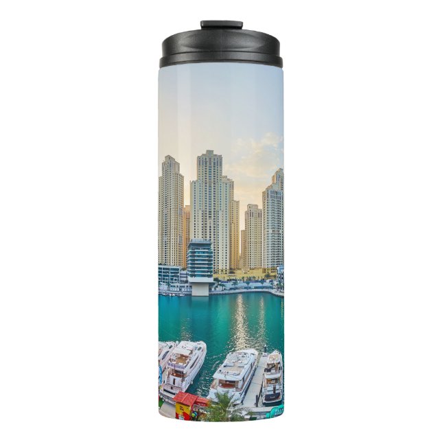 Dubai modern skyscrapers Corniche Thermal Tumbler (Front)