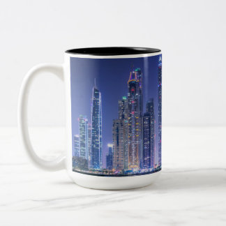 Dubai modern skyscrapers Corniche Two-Tone Coffee Mug