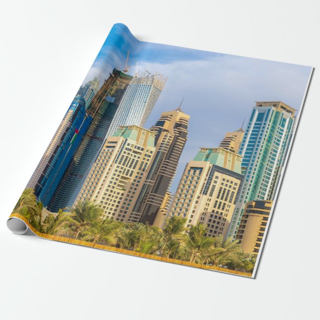 Dubai modern skyscrapers Corniche Wrapping Paper (Unrolled)