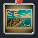 Dubai Ornament Vintage Travel<br><div class="desc">A cool vintage style Dubai ornament featuring a coastal scene with the beach and skyline of Dubai.</div>