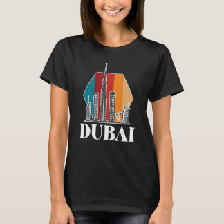 Dubai Retro Skyline Burj Khalifa United Arab Emira T-Shirt