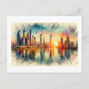 Dubai Skyline at Sunset, Postcard