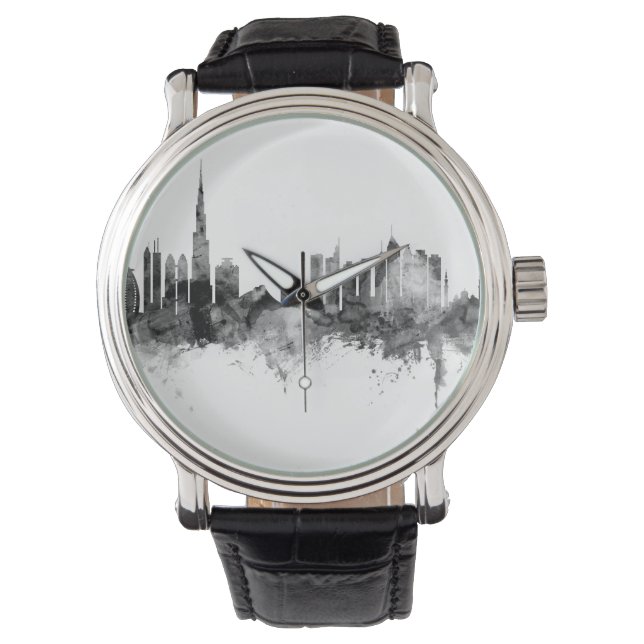 Dubai Skyline Black White Watch (Front)