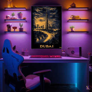 Dubai Skyline - Charcoal Monochrome Art - Urban Poster