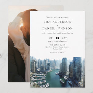 Dubai Skyline Destination Photo Wedding Invitation