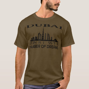 Dubai Skyline GPS Coordinates Capital Uae 3 T-Shirt
