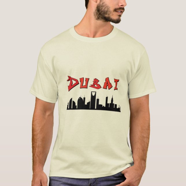 Dubai Skyline Graffiti Style Design T-Shirt (Front)