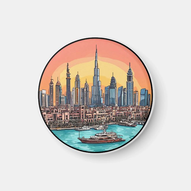 🏙️ Dubai Skyline Magnet City Travel Gift ✨ (Front)