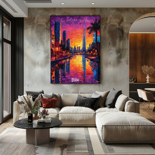 Dubai Skyline Poster – Modern Futuristic Wall Art
