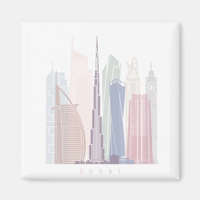 DUBAI SKYLINE POSTER PASTEL MAGNET (Front)