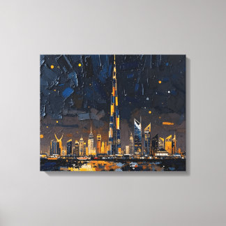 Dubai Skyline Premium Wrapped Canvas | Modern City