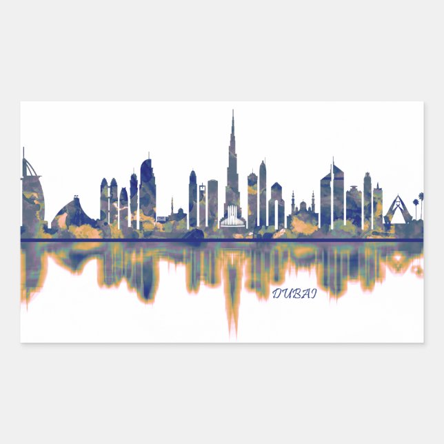 Dubai Skyline Rectangular Sticker (Front)