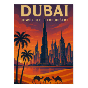 Dubai Skyline Sunset Poster