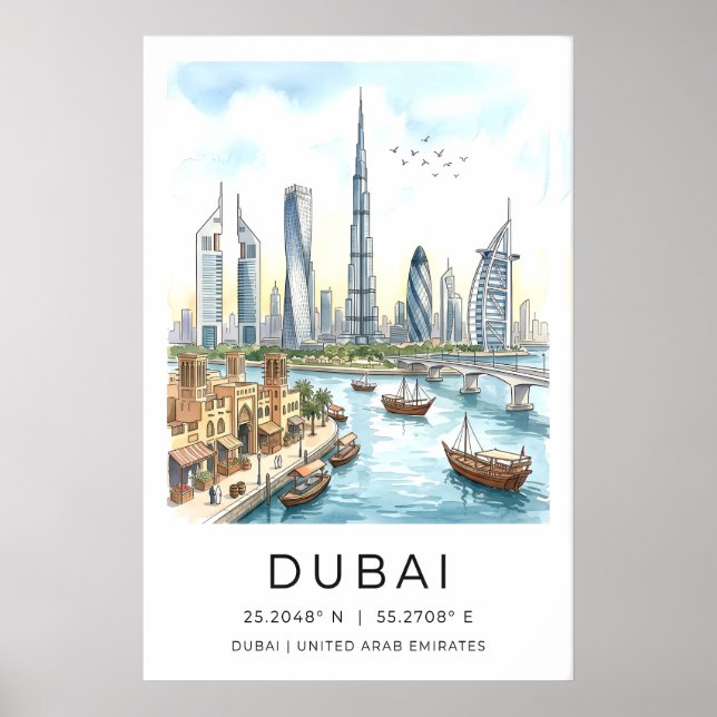 Dubai Skyline Wall Art Modern Cityscape - Fine (Front)