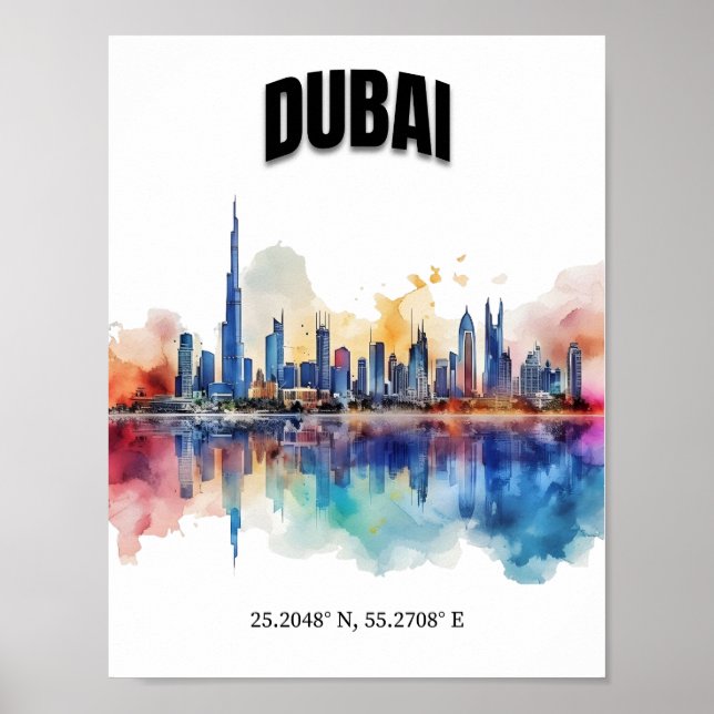 Dubai Skyline Wall Art, Modern Wall Art, Poster (Front)