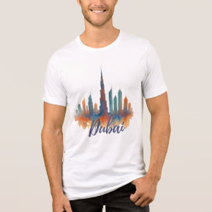 Dubai Skyline Watercolor Art Print Tri-Blend Shirt