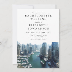 Dubai Skyline Watercolor Bachelorette Weekend Invitation