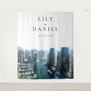 Dubai Skyline Wedding Photo Backdrop Tapestry