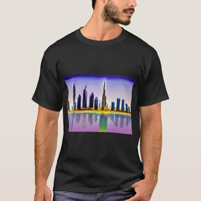 Dubai skyline with the skyscraper Burj Khalifa T-Shirt (Front)