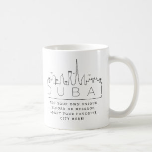 Dubai Stylised Skyline   Custom Slogan Coffee Mug