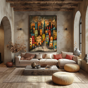 Dubai: The City of Gold - Whimsical Art Poster