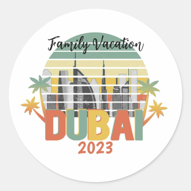 Dubai Travel Tourist Vacation Group  Classic Round Sticker (Front)