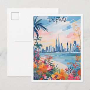 Dubai UAE Art Travel Postcard