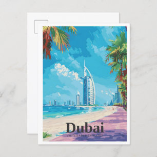 Dubai UAE Art Vintage Travel  Postcard