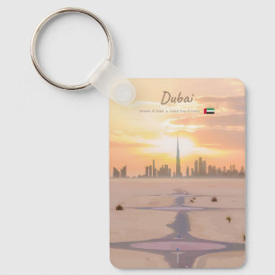 Dubai, UAE - Burj Khalifa Desert Skyline Classic Key Ring