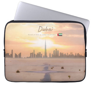 Dubai, UAE - Burj Khalifa Desert Skyline Laptop Sleeve