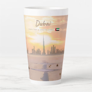 Dubai, UAE - Burj Khalifa Desert Skyline Large Latte Mug