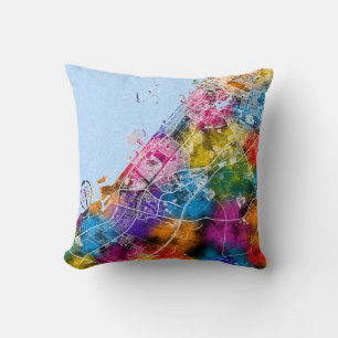 Dubai UAE City Map Cushion