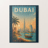Dubai UAE Illustration Travel Art Vintage