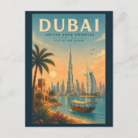 Dubai UAE Illustration Travel Art Vintage