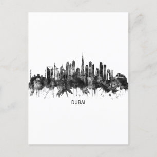 Dubai UAE Skyline BW Invitation Postcard