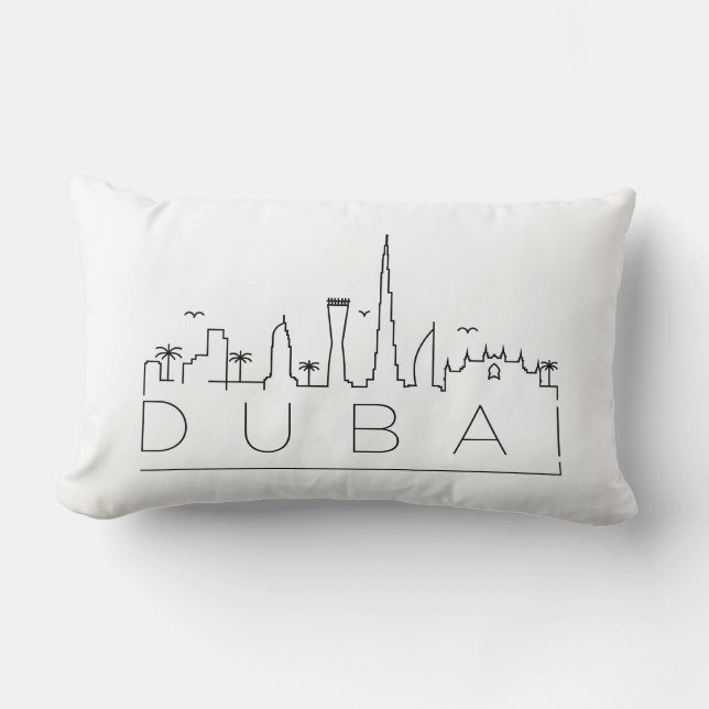 Dubai, UAE Skyline Lumbar Pillow (Front)