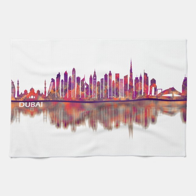 Dubai UAE Skyline Tea Towel (Horizontal)