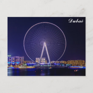 Dubai UAE United Arab Emirates Ferris Wheel Night Postcard