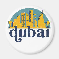 Dubai UAE Vintage Retro City Skyline Cityscape Art