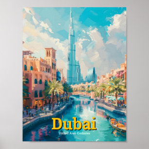 Dubai UAE Vintage Travel Poster