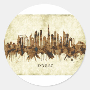 Dubai United Arab Emirates Cityscape Classic Round Sticker