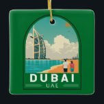 Dubai United Arab Emirates Retro Travel Art Ceramic Ornament<br><div class="desc">Dubai vector art design. Dubai is a city and emirate in the United Arab Emirates known for luxury shopping,  ultramodern architecture and a lively nightlife scene.</div>