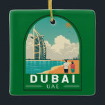 Dubai United Arab Emirates Retro Travel Art Ceramic Ornament<br><div class="desc">Dubai vector art design. Dubai is a city and emirate in the United Arab Emirates known for luxury shopping,  ultramodern architecture and a lively nightlife scene.</div>