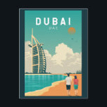Dubai United Arab Emirates Retro Travel Art Postcard<br><div class="desc">Dubai vector art design. Dubai is a city and emirate in the United Arab Emirates known for luxury shopping,  ultramodern architecture and a lively nightlife scene.</div>