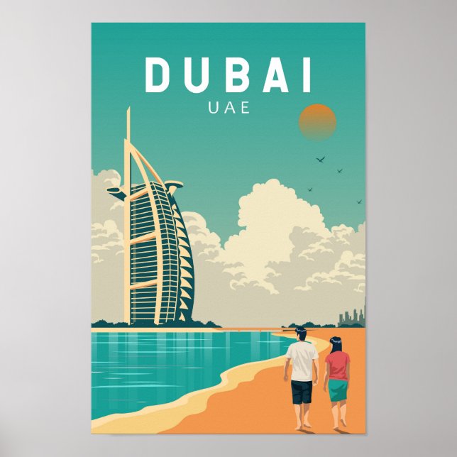 Dubai United Arab Emirates Retro Travel Art Poster (Front)