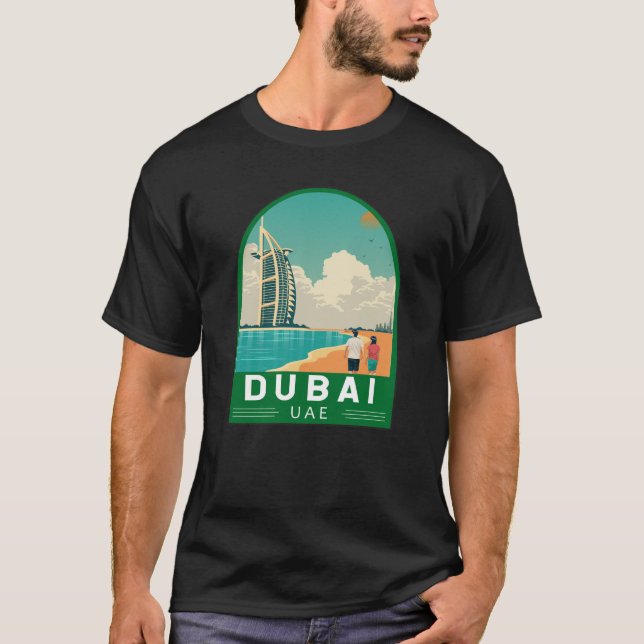 Dubai United Arab Emirates Retro Travel Art T-Shirt (Front)