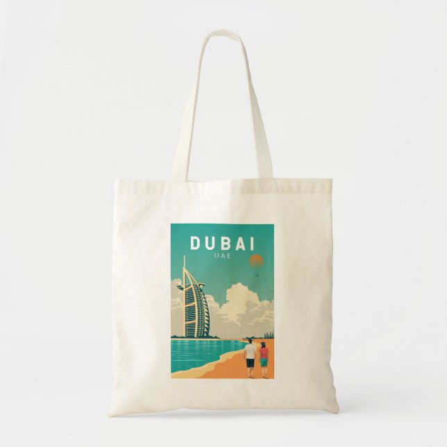Dubai United Arab Emirates Retro Travel Art Tote Bag (Front)