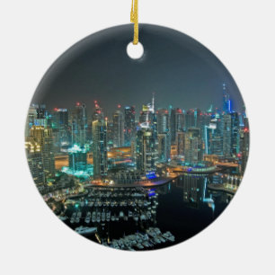Dubai, United Arab Emirates skyline at night Ceramic Tree Decoration