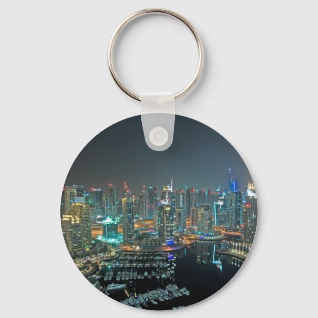 Dubai, United Arab Emirates skyline at night Key Ring (Front)