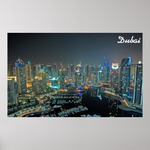 Dubai, United Arab Emirates skyline at night Poster